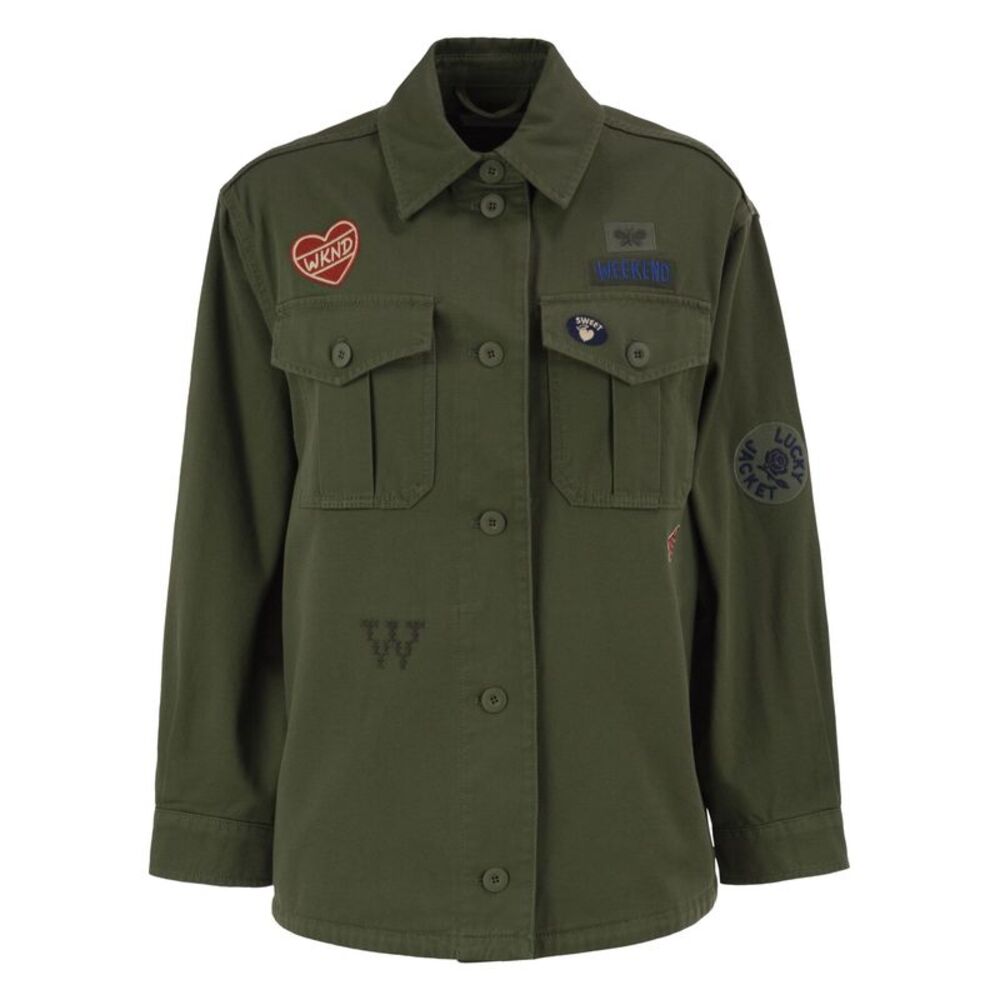 Weekend Maxmara Women Wkdrazza - Cotton Overshirt With Embroidered Patches